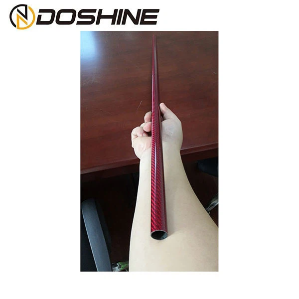 Tubo de fibra de carbono de tela galvanizada rojo
